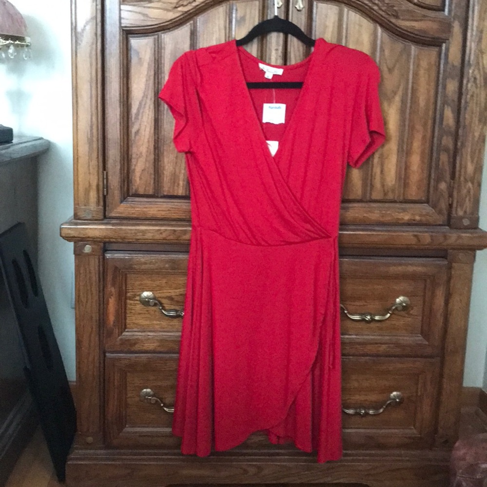 Red wrap t shirt dress